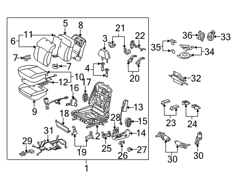 2006 Lexus GS430 Front Seat Components Computer & Switch Assembly Diagram for 84070-53041