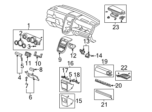 2003 Honda Element Cluster & Switches, Instrument Panel Lock, Lid (Graphite Black) Diagram for 83113-SV4-003ZG