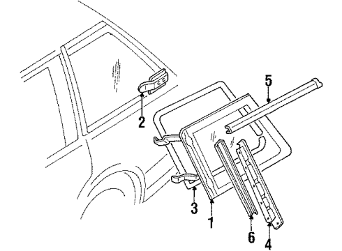 1989 Nissan Stanza Quarter Panel - Glass & Hardware WEATHERSTRIP Side Window RH Diagram for 83330-21R02