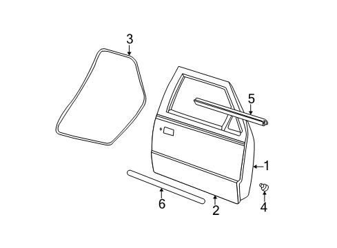 2011 Ford Ranger Front Door & Components, Exterior Trim Body Side Molding Diagram for 6L5Z-1020878-APTM