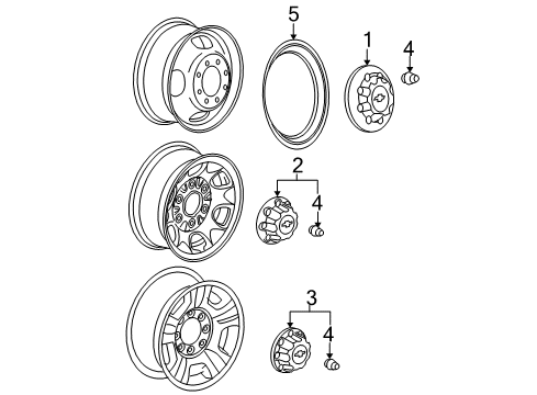 2007 Chevrolet Silverado 2500 HD Wheel Covers & Trim Hub Cap Diagram for 15727138