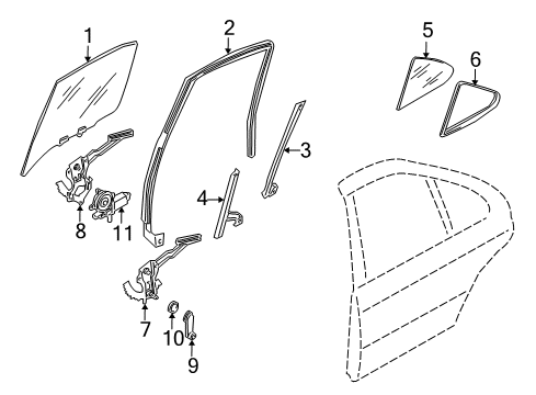 2002 Nissan Sentra Rear Door Glass Run-Rear Door Window, LH Diagram for 82331-4Z305