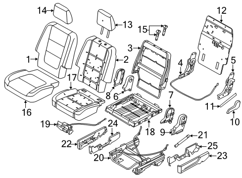 2015 Ford Explorer Second Row Seats Seat Back Panel Diagram for BB5Z-7860508-D