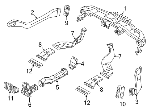 2014 Hyundai Equus Ducts Duct Assembly-Rear Ventilator No.2, LH Diagram for 97020-3N800