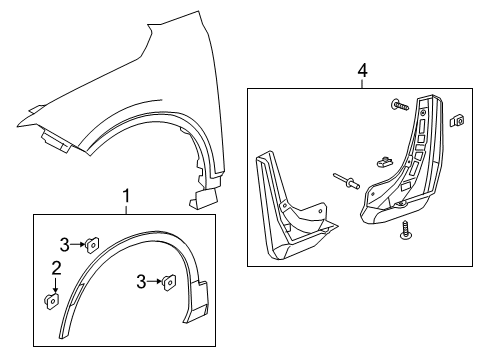 2019 Chevrolet Blazer Exterior Trim - Fender Wheel Opening Molding Diagram for 84702936