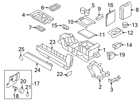 2013 Ford Expedition Center Console Rear Panel Diagram for 8L1Z-7804567-BB