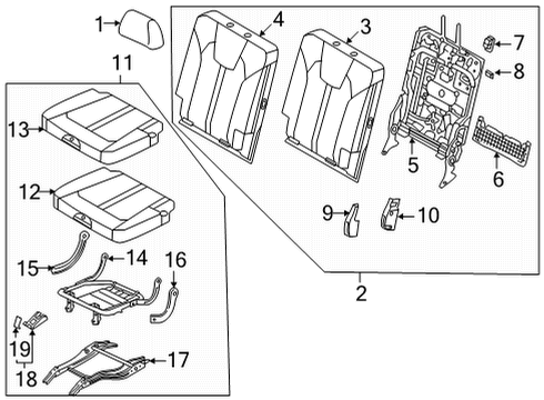 2021 Kia Sorento Third Row Seats Pad Assembly-3RD Cushion Diagram for 89A15R5700