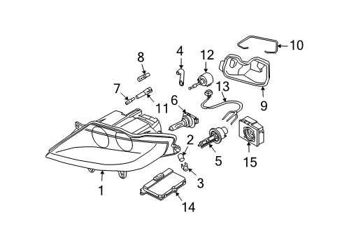 2003 BMW Z4 Headlamps Left Headlight Diagram for 63127165653