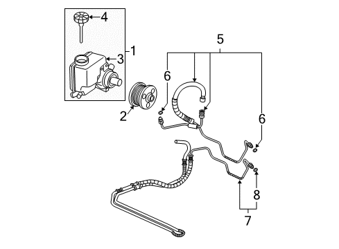 2004 Pontiac Grand Prix P/S Pump & Hoses, Steering Gear & Linkage Pressure Hose Diagram for 15781944