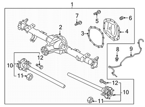 2022 Ford Bronco Axle Housing - Rear Axle Assembly Nut Diagram for KB3Z-4N273-A