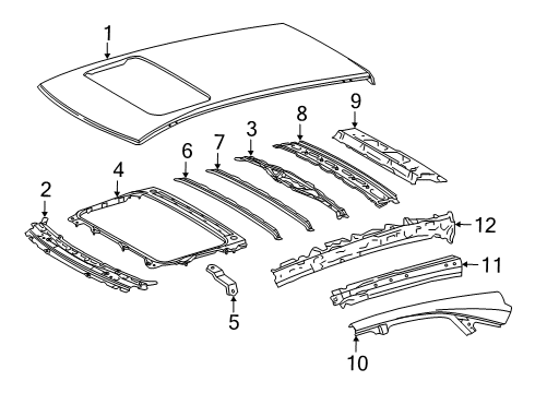 2021 Lexus RX450hL Roof & Components Support, Roof Panel Diagram for 63118-0E060