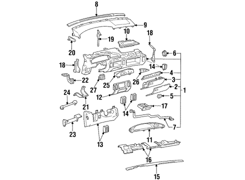 1994 Oldsmobile 88 Instrument Panel Control Asm, Heater/Ac(Remanufacture) Diagram for 16190484