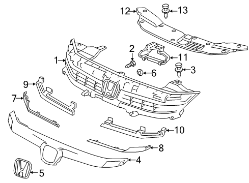2014 Honda Insight Grille & Components Screw, Tapping (4X16) (Po) Diagram for 93913-144J0