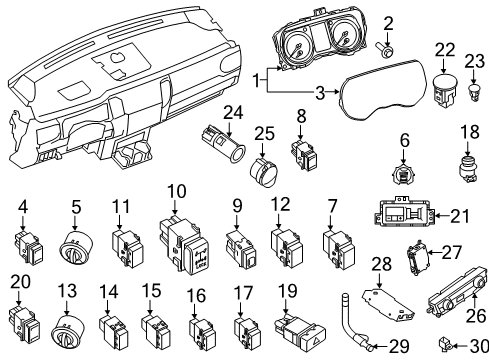 2019 Nissan Titan A/C & Heater Control Units Moteractuator Assembly Mode Diagram for 27731-3SB0A