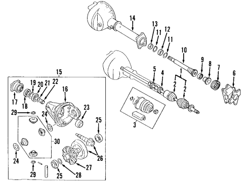 1999 Isuzu Amigo Front Axle, Axle Shafts & Joints, Differential, Drive Axles, Propeller Shaft Bearing, Axle Shaft (Inner) (Gear Ratio 41/10) Diagram for 8-97124-188-0