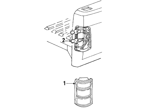 1996 Dodge Dakota Bulbs Lamp-Tail, Stop, Turn Signal Left Diagram for 55076439