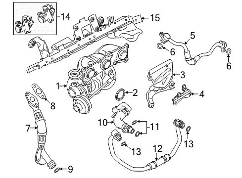 2009 BMW X6 Turbocharger Line, Feed, Cooling, Turbocharger Diagram for 11537563706