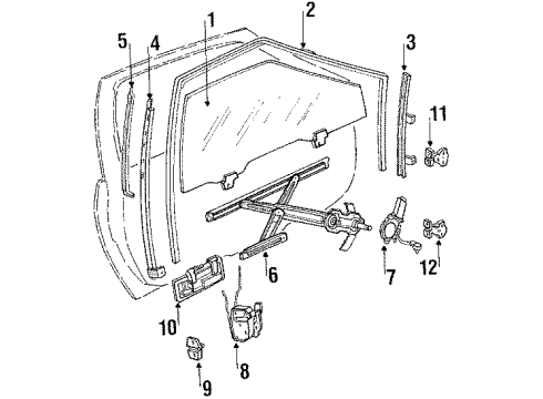 1989 Honda Prelude Front Door Lock Assembly, Driver Side Passive Door Diagram for 72150-SF1-A01
