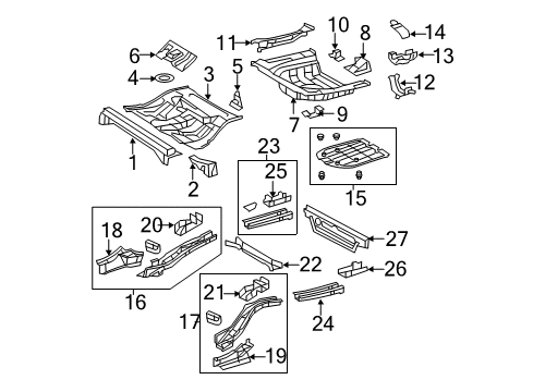 2011 Toyota Camry Rear Body - Floor & Rails Pan Sub-Assembly, Center Floor Diagram for 58202-06010