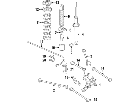 2008 Acura TL Rear Suspension Components, Lower Control Arm, Upper Control Arm, Stabilizer Bar Bush, Rear Stabilizer Holder Diagram for 52306-SEP-A21