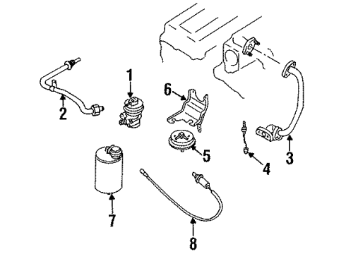 1996 Nissan Sentra Emission Components EGR Tube Diagram for 14725-F4302