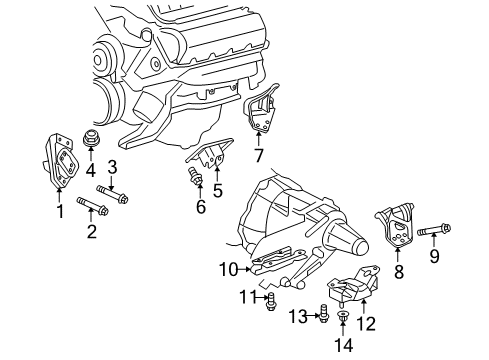 2009 Chrysler Aspen Engine & Trans Mounting Screw-HEXAGON Head Diagram for 6508651AA