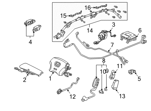 2005 Honda Accord Air Bag Components Sensor Assy., L. Bracket (Trw) Diagram for 77930-SDA-A10