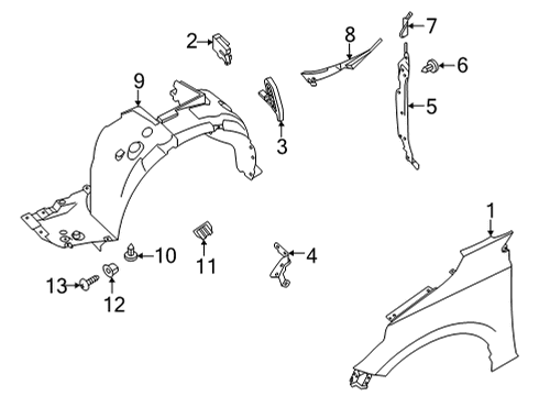 2021 Nissan Sentra Fender & Components Protector-Front Fender, LH Diagram for 63841-6LB0A