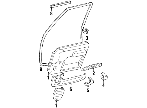 1998 Isuzu Trooper Interior Trim - Front Door Seal, Driver Side Door (Inner) Diagram for 8-97061-644-5