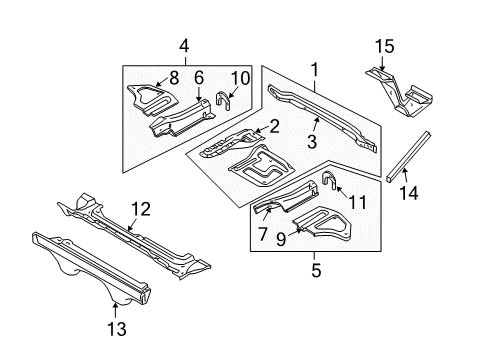 2004 BMW Z4 Rear Floor & Rails Trunk Floor Left Diagram for 41127064665