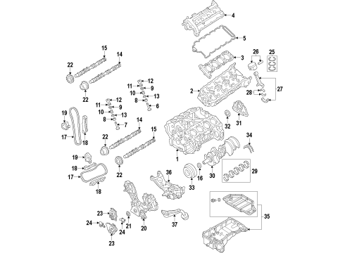 2012 Infiniti FX50 Engine Parts, Mounts, Cylinder Head & Valves, Camshaft & Timing, Oil Pan, Oil Pump, Crankshaft & Bearings, Pistons, Rings & Bearings, Variable Valve Timing Ring Set-Piston Diagram for 12033-1CA0A