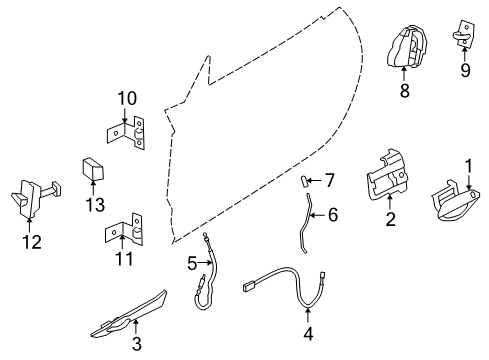 2010 BMW Z4 Door & Components Door Opener, Fineline, Anthracite, Left Diagram for 51419167019