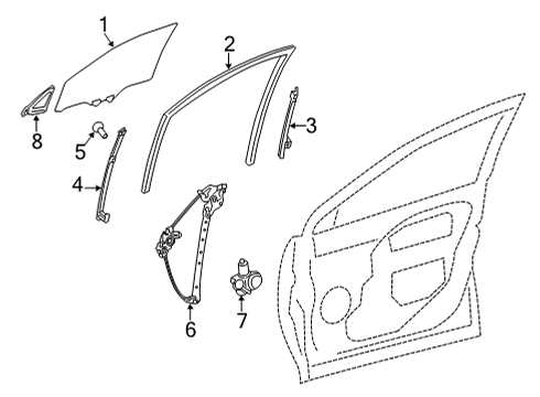 2021 Toyota Venza Front Door Run Channel Diagram for 68151-48090