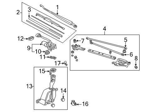 1995 Acura Integra Wiper & Washer Components Arm, Windshield Wiper Diagram for 76600-ST7-G01