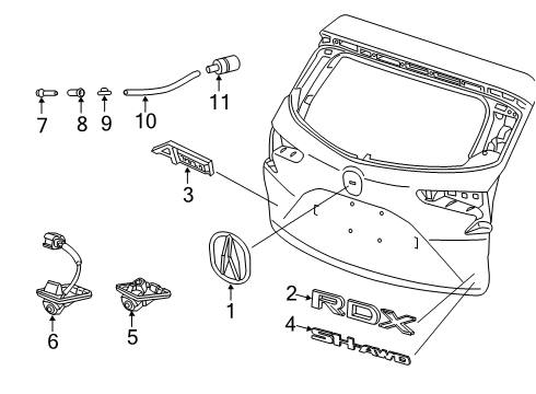 2019 Acura RDX Parking Aid Sensor Assembly, Parking Diagram for 39680-TZ5-A21