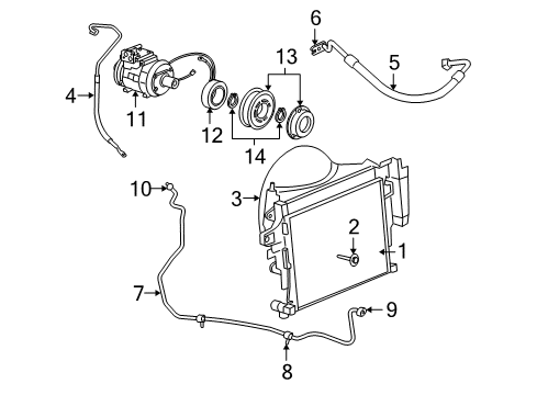 2009 Jeep Grand Cherokee A/C Condenser, Compressor & Lines Line-A/C Suction Diagram for 55037900AC