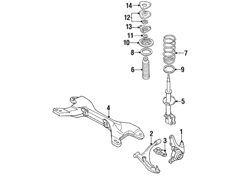 1997 Nissan Sentra Front Suspension Components, Lower Control Arm, Stabilizer Bar Front Spring Rubber Seat Diagram for 55040-F4200