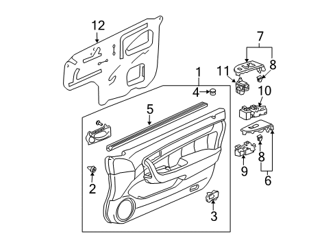 2003 Honda Accord Front Door Switch Assembly, Remote Control Mirror Diagram for 35190-SDN-A12
