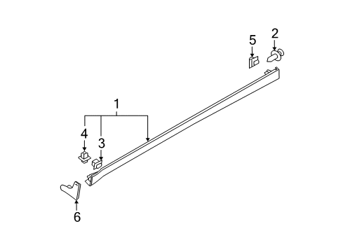 2008 Kia Spectra5 Exterior Trim - Pillars, Rocker & Floor Clip -Waist Line MOULDIN Diagram for 877571L000