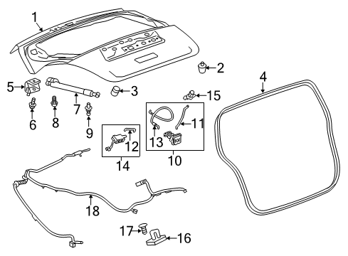 2016 Chevrolet Spark EV Lift Gate Bumper Diagram for 95022128