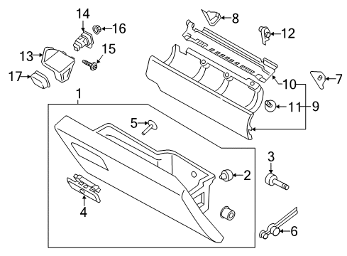 2018 Ford F-350 Super Duty Glove Box Hinge Diagram for HC3Z-2506050-B