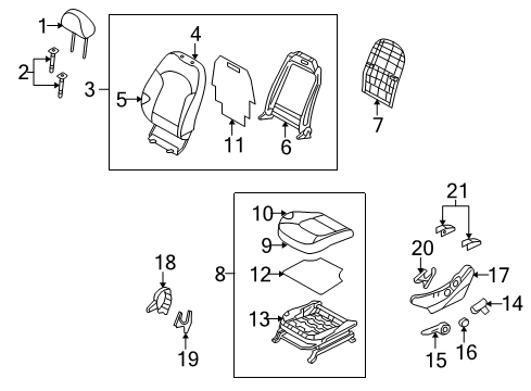 2015 Hyundai Tucson Driver Seat Components Front Driver Side Seat Back Covering Diagram for 88360-2S155-T5M