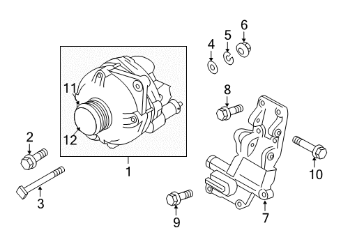 2011 Mitsubishi Outlander Sport Alternator Bolt Diagram for MD178122