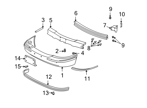 2000 Buick Park Avenue Front Bumper Bracket-Front License Diagram for 25638913