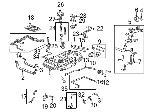 2001 Honda Odyssey Filters Element Assembly, Air Cleaner Diagram for 17220-P8F-A00