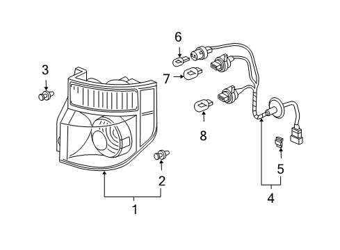 2007 Honda Element Bulbs Lamp Unit, L. Tail Diagram for 33551-SCV-A11