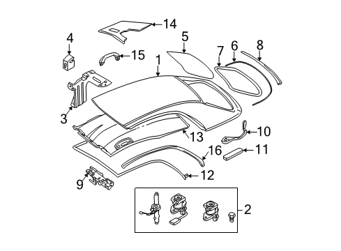 2001 BMW M3 Top & Components Moulded Roof Lining Diagram for 51448228930