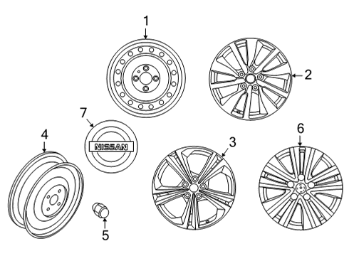 2020 Nissan Sentra Wheels, Covers & Trim Wheel-Aluminum Diagram for 40300-6LB6A