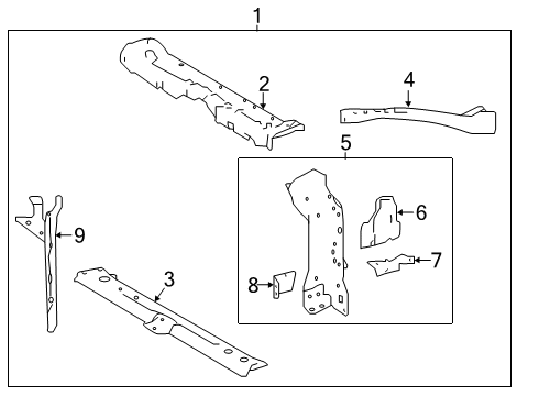 2020 Toyota Corolla Radiator Support Upper Support Diagram for 53214-02180