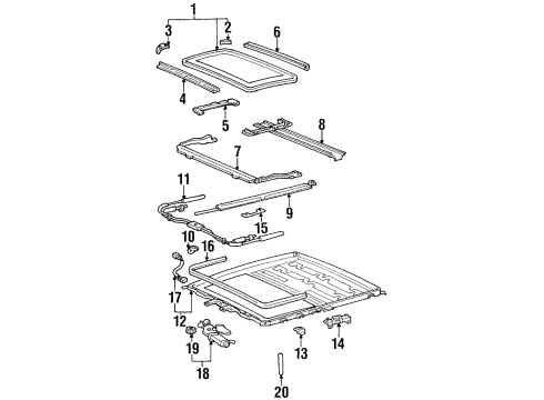 1997 Lexus LX450 Sunroof Relay, Sliding Roof Control Diagram for 85921-60011